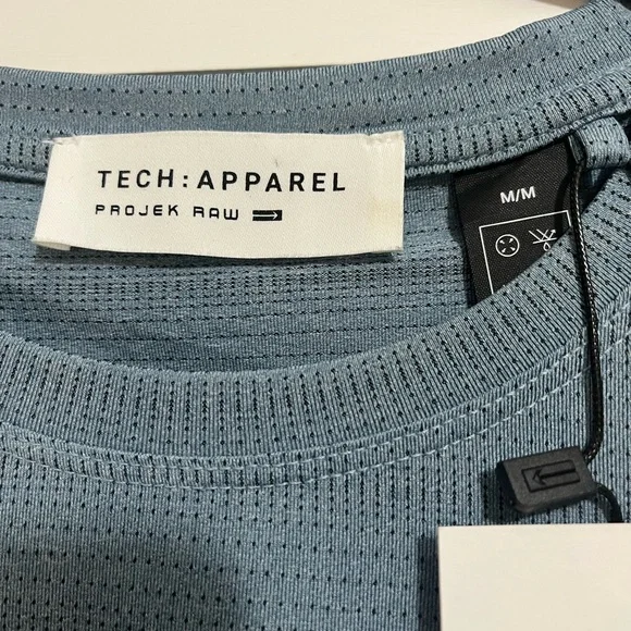 Projek Raw Blue Athletic Striped Quick Dry Short Sleeve Shirt Mens Meduum - Picture 4 of 8